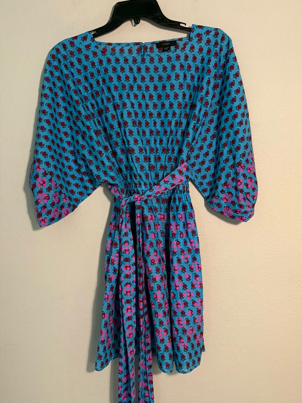 J. Crew Turquoise and Pink Floral Mini Dress
